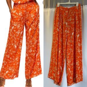 Naf Naf Palazzo Floral Orange Pants